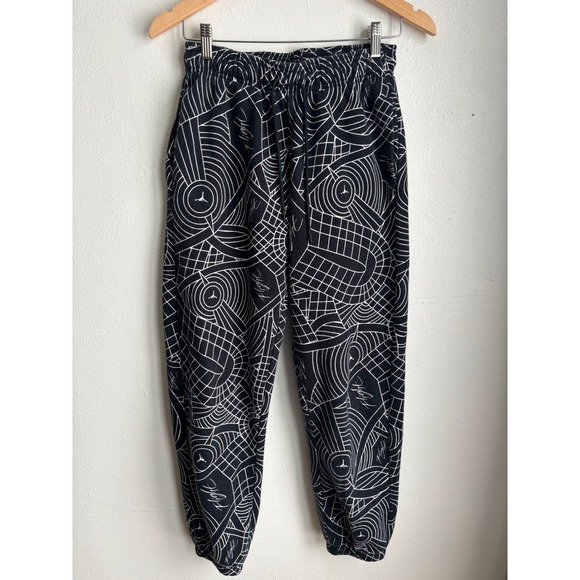 Jordan Pants - Jordan Flight Womens Black White All Over Print Fleece Jogger Sweatpants Small